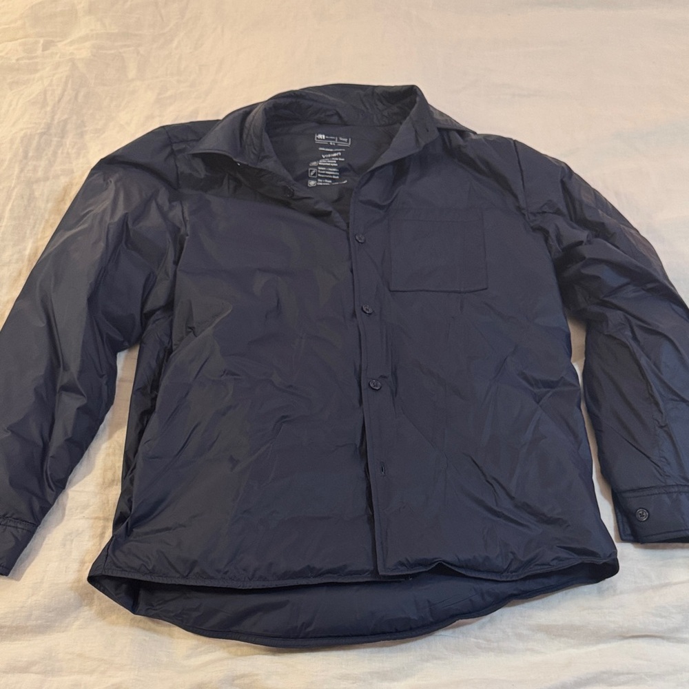 Unique Simons down blazer/chore jacket/puffer, mens L, navy
